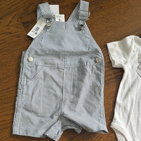 Jacadi White and Blue Striped Kids Matching Set - Size 12-18m - Picture 4 of 5